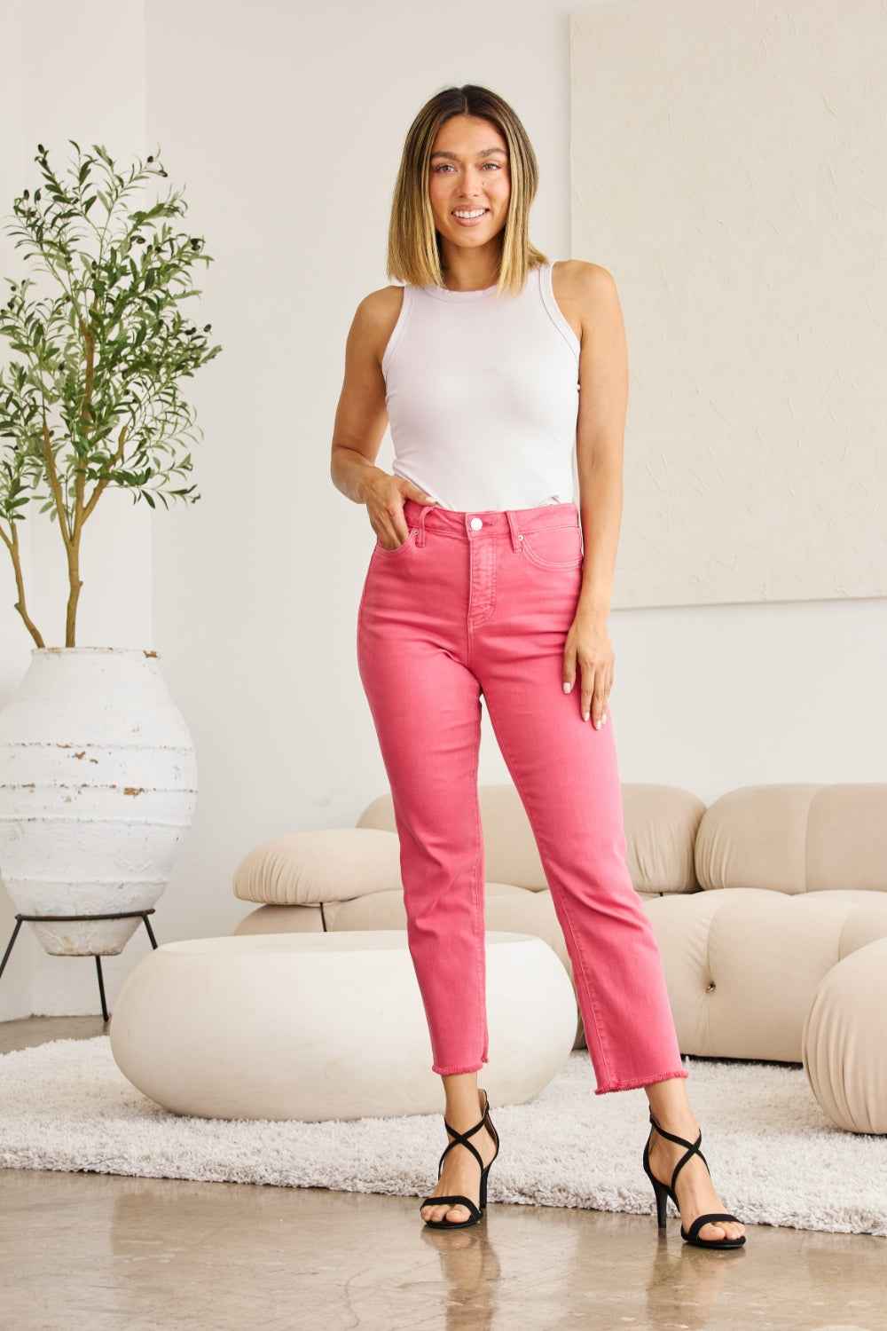 Dylan High Waist Tummy Control Jeans - Raw Hem