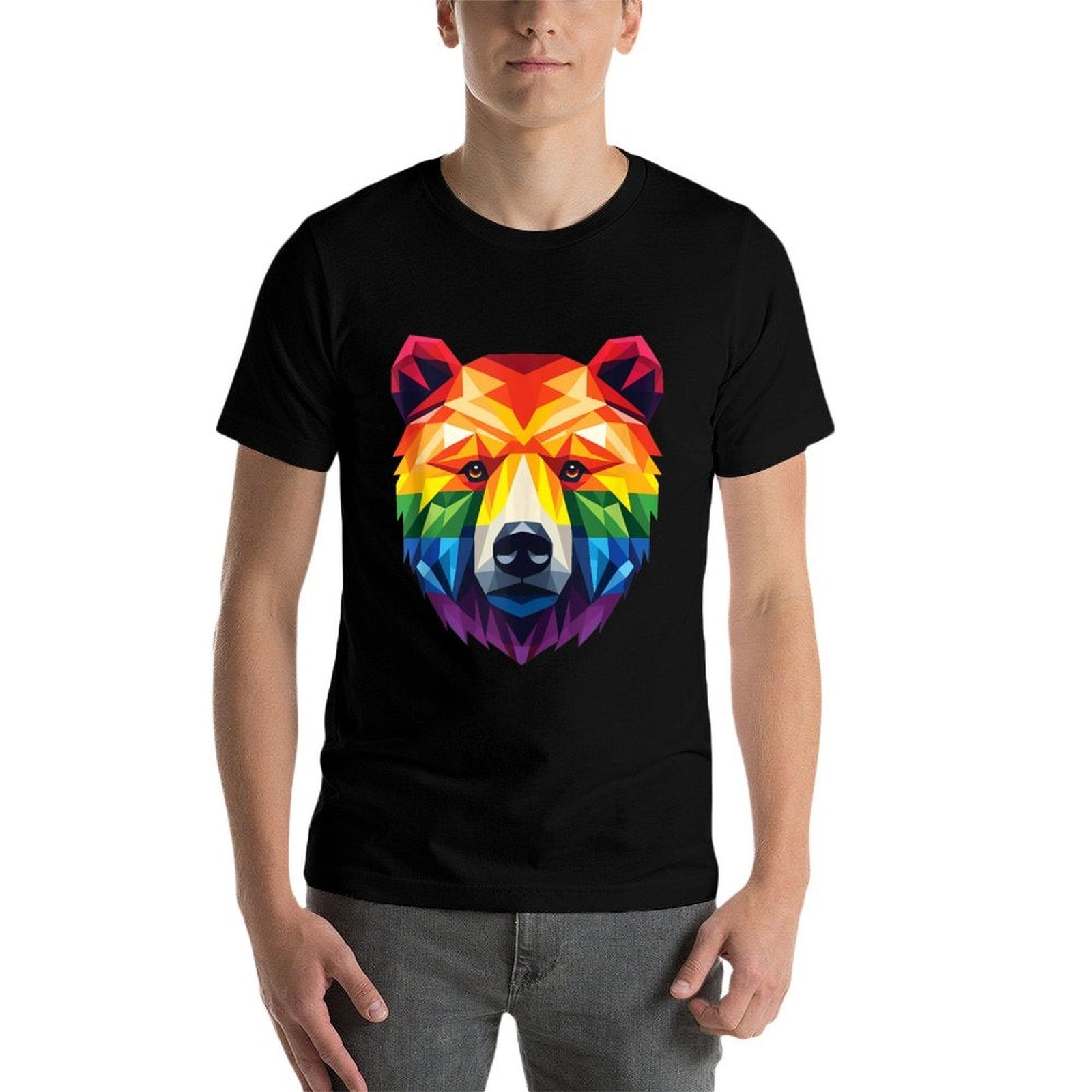 Geometric Bear in LGBT, Gay Pride Bear  Tagless Design T-Shirt