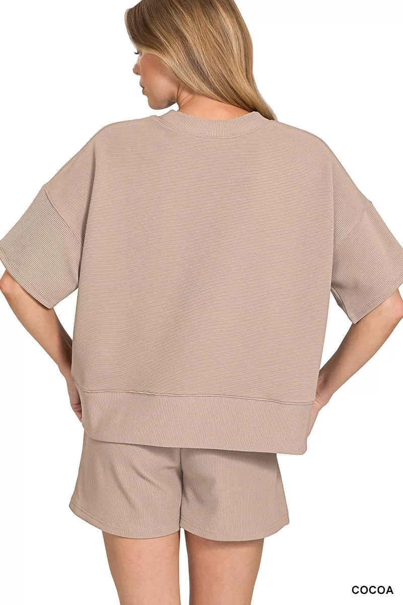 Zenana Ribbed Tee & Shorts Set – Comfy Casual