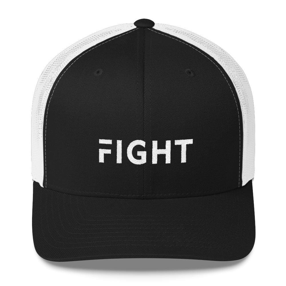 Fight Snapback Trucker Hat Embroidered in White Thread
