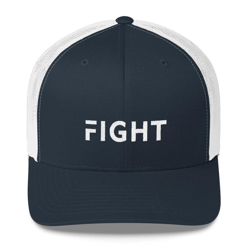 Fight Snapback Trucker Hat Embroidered in White Thread