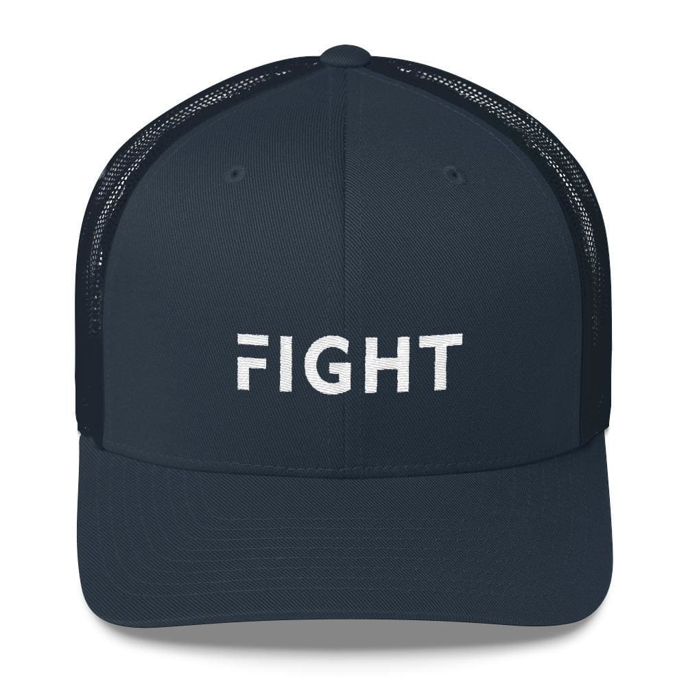 Fight Snapback Trucker Hat Embroidered in White Thread
