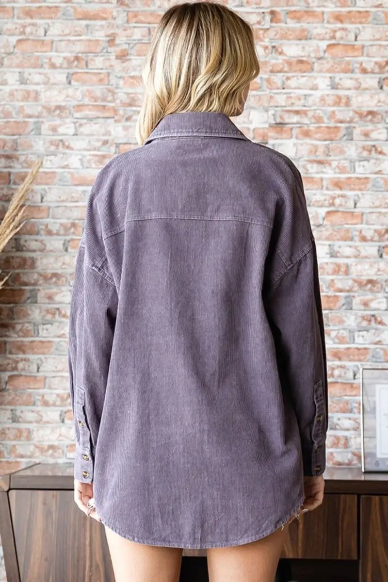 Shirts Trendsi Corduroy Shirt Women's Casual Button Down Long Sleeve Soft & Comfy Top