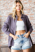 Shirts Trendsi Corduroy Shirt Women's Casual Button Down Long Sleeve Soft & Comfy Top