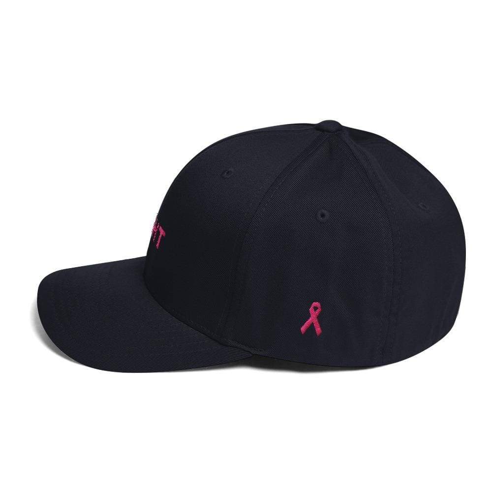 Fitted Breast Cancer Awareness Hat with Fight & Pink Ribbon