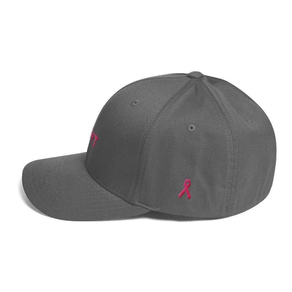 Fitted Breast Cancer Awareness Hat with Fight & Pink Ribbon