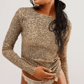 Flashback Gold Sequined Long Sleeve Top