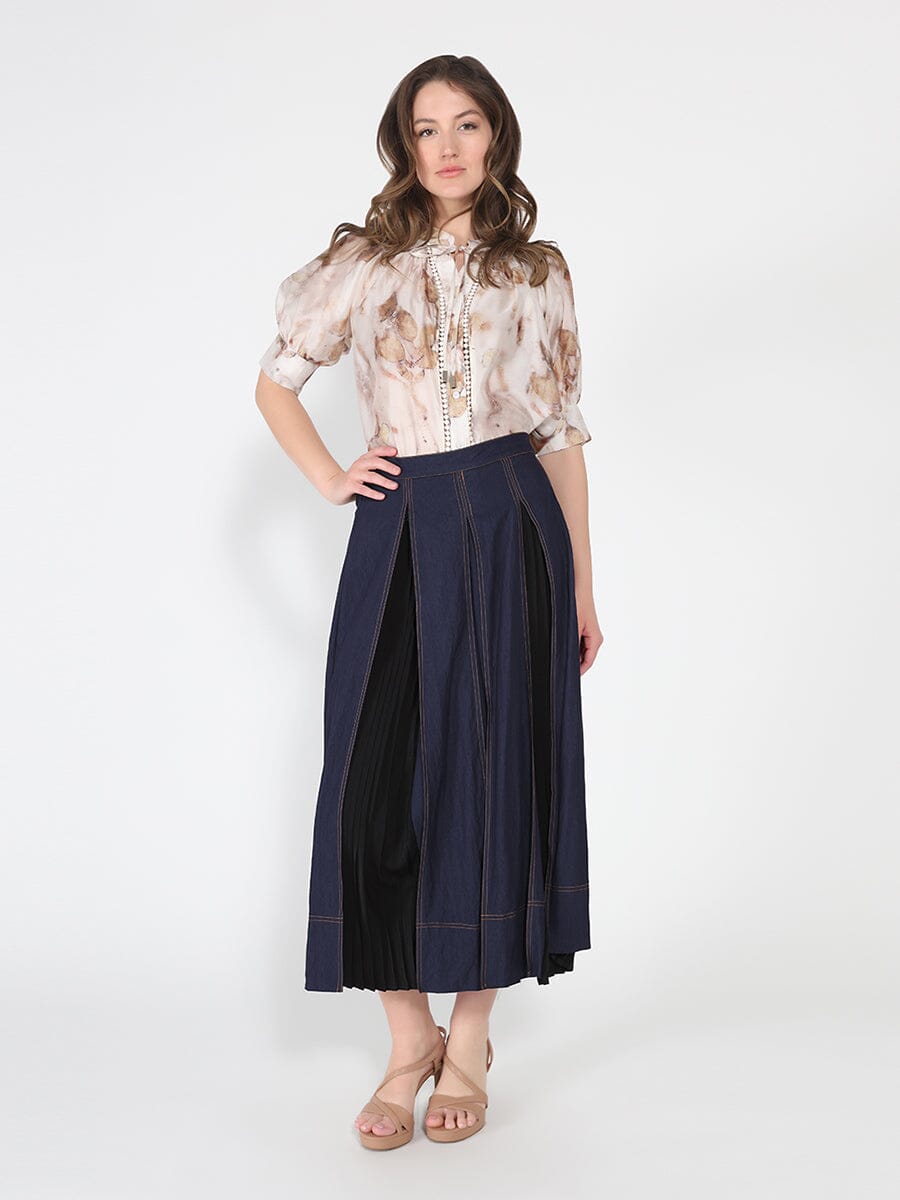 Floral Print Sheered Puff Sleeve Top
