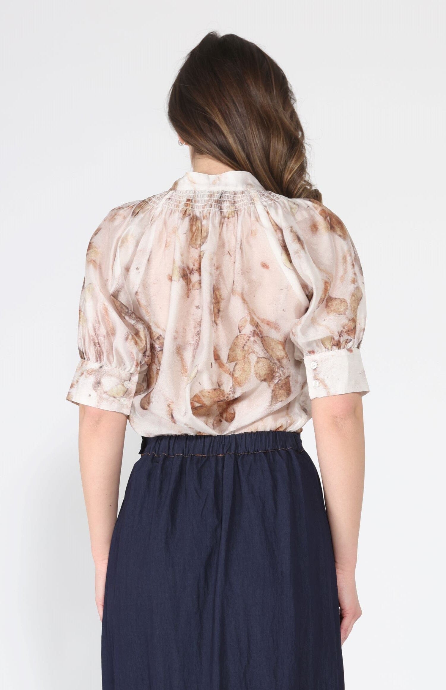 Floral Print Sheered Puff Sleeve Top