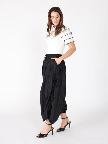 Flower Applique Parachute Pants