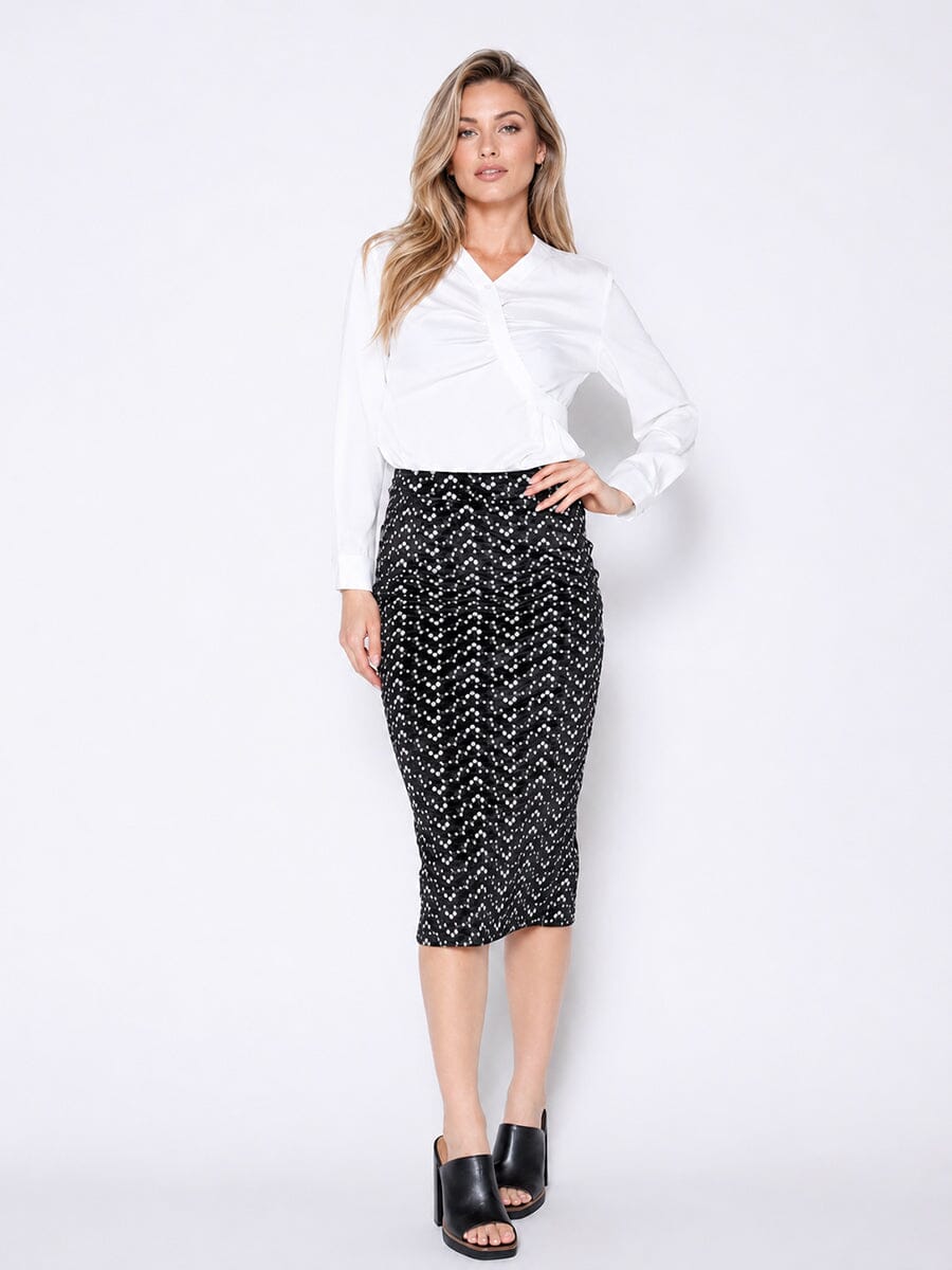 Flower Embroidered Midi Bodycon Pencil Skirt