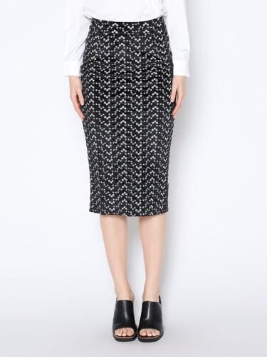 Flower Embroidered Midi Bodycon Pencil Skirt