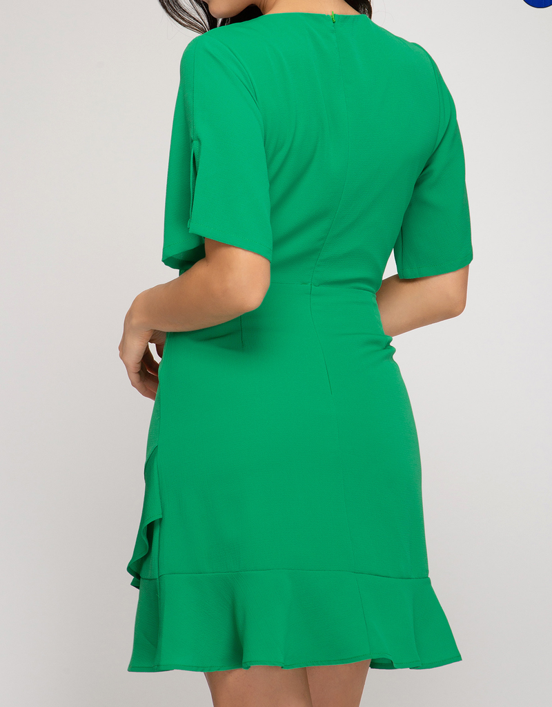 Flutter Sleeve Woven Dress