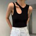 Forbidden Asymmetric Black Cut-Out Top