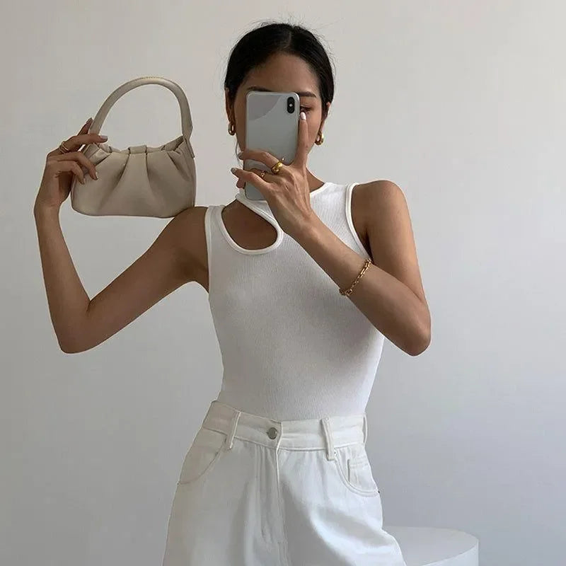 Forbidden White Asymmetric Cut-Out Top