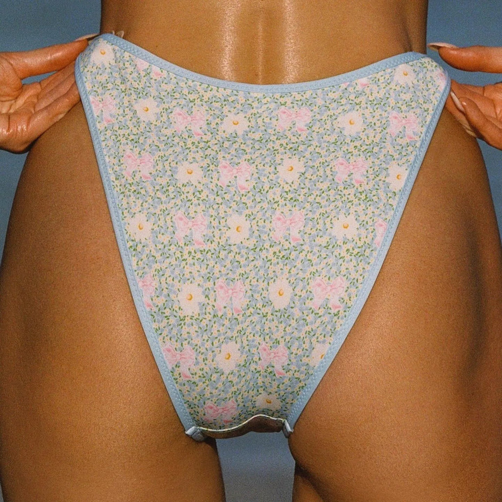 French Riviera Floral Print Ruffled Bikini