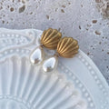 Frosted Shell Pearl Dangle Earrings