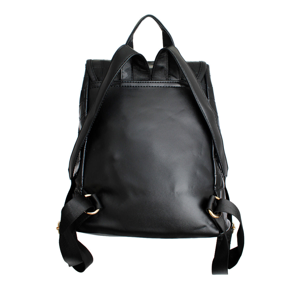 Women’s Black Croc Backpack and Flap Bag Set – Stylish Fashion Handbags