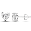 Moissanite Heart Stud Earrings 925 Sterling Silver Screw Back