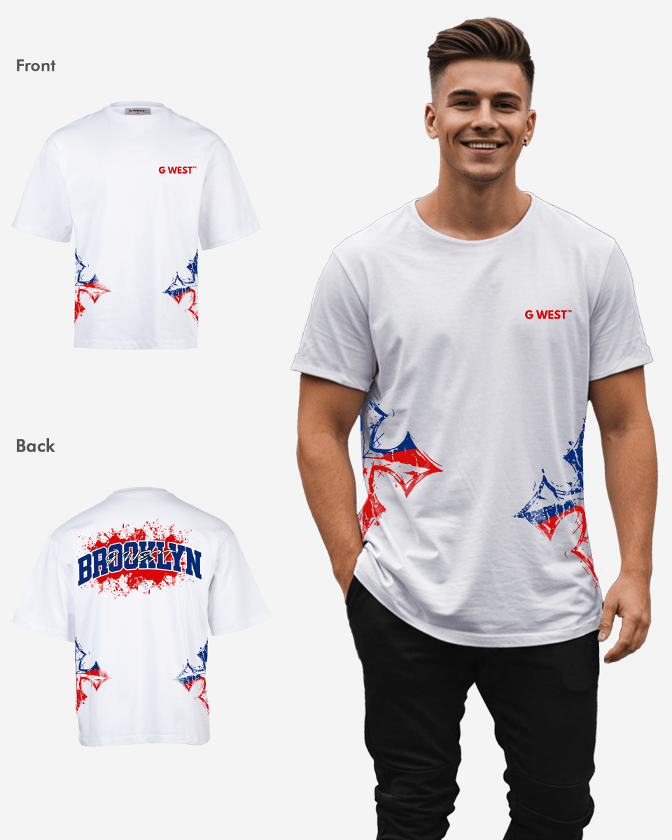 G West Brooklyn Blood Arch Logo Oversized T-Shirts