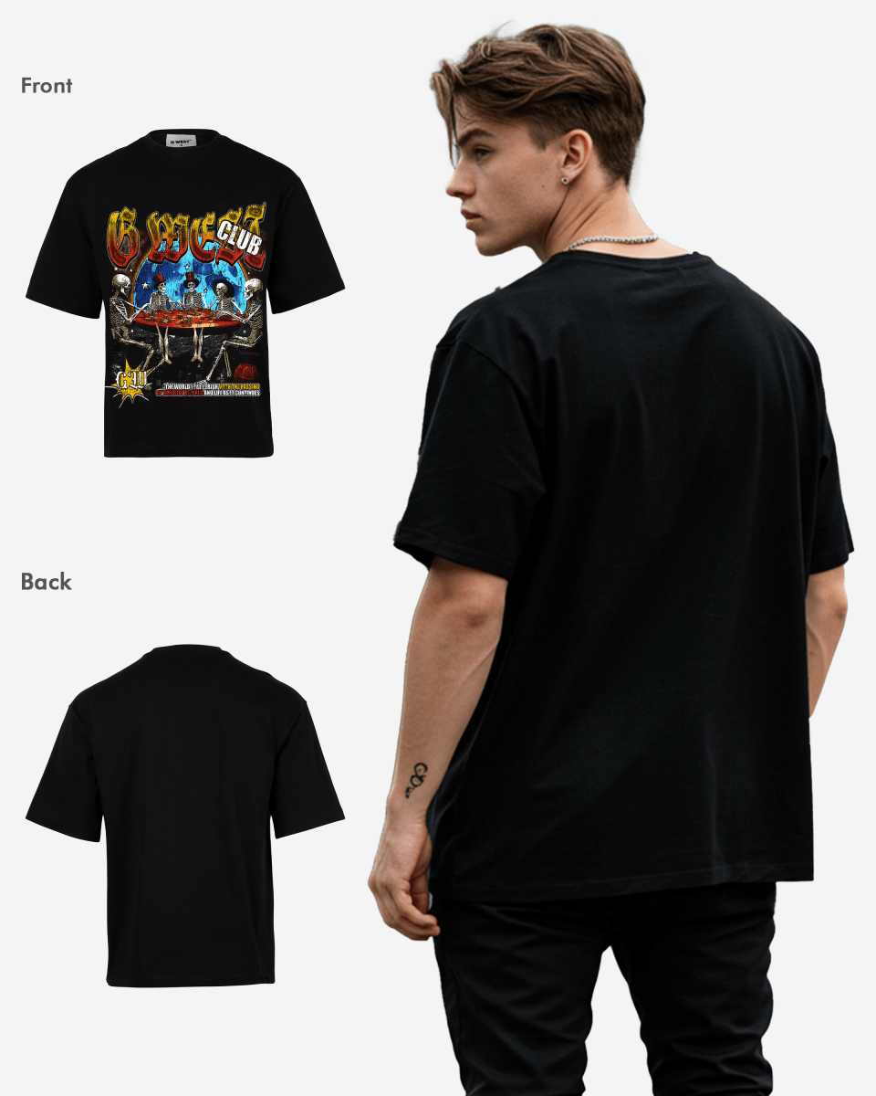 G West Rhinestone No Flesh No Bluff Oversized Tee