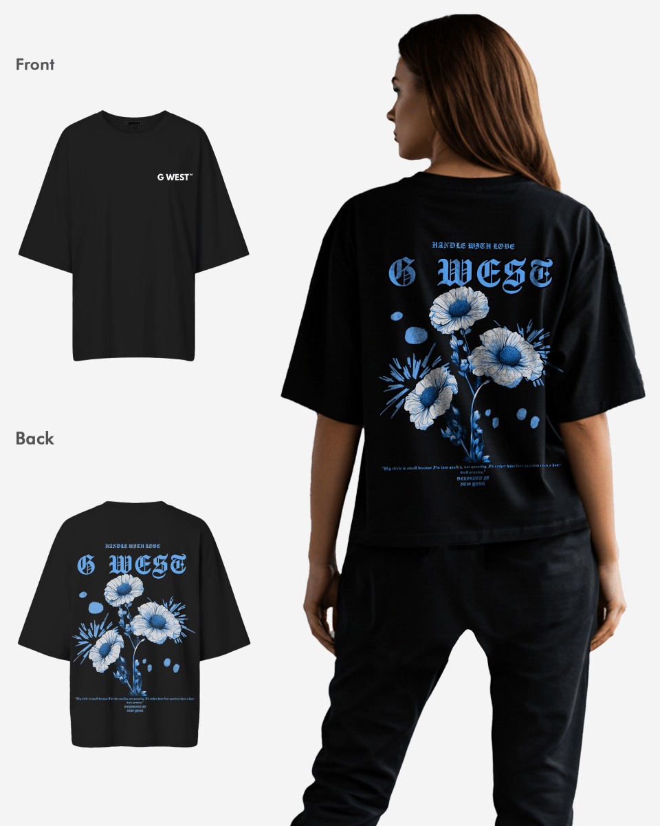 G West Womens Oversized Blue Garden Tee