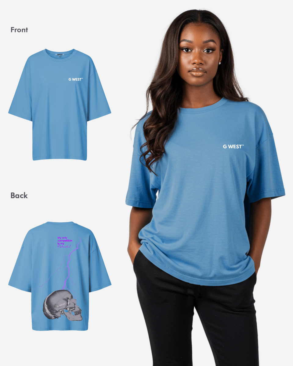 G West Womens Oversized Lighting Skull Tee