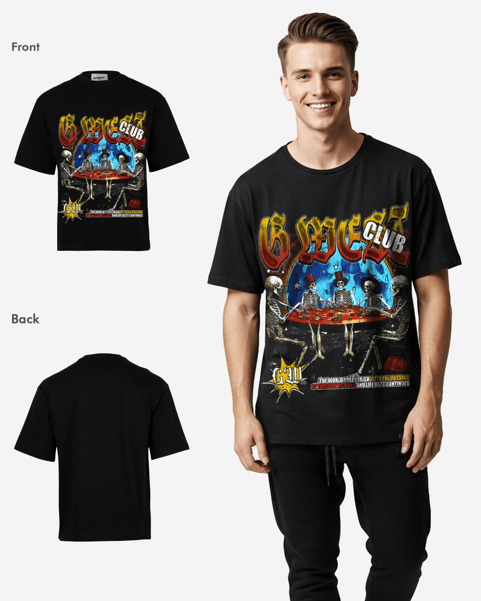 G West Rhinestone No Flesh No Bluff Oversized Tee