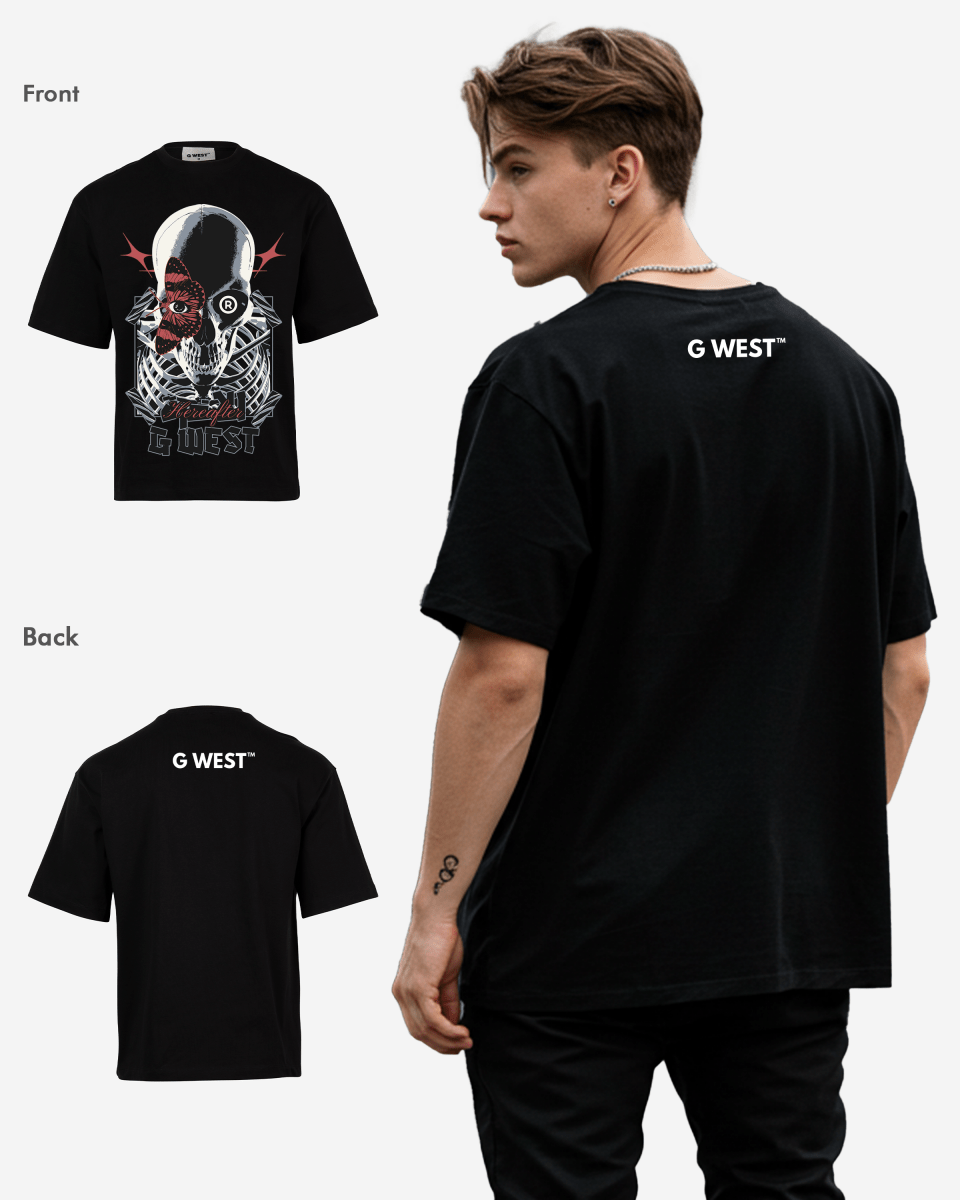 G WEST SKULL AND WINGED VISION OVERSIZED T-Shirt Mens
