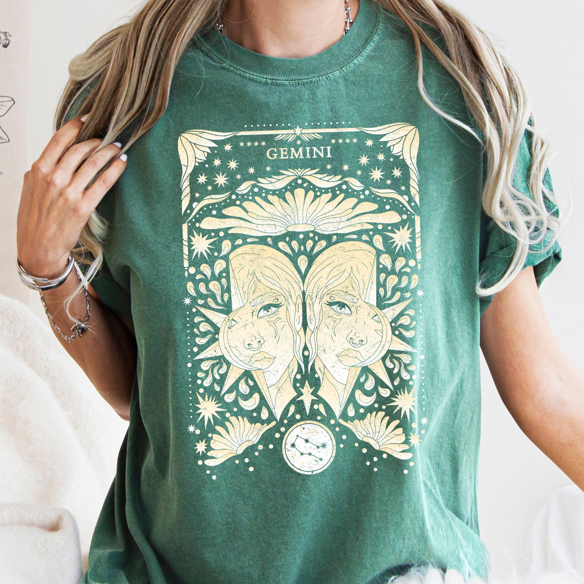 Gemini Celestial Zodiac Comfort Colors Tees, Horoscope, Astrology