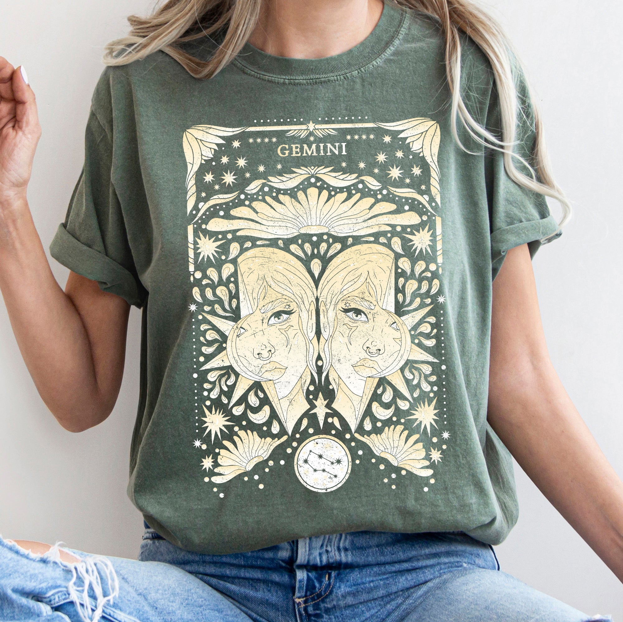 Gemini Celestial Zodiac Comfort Colors Tees, Horoscope, Astrology