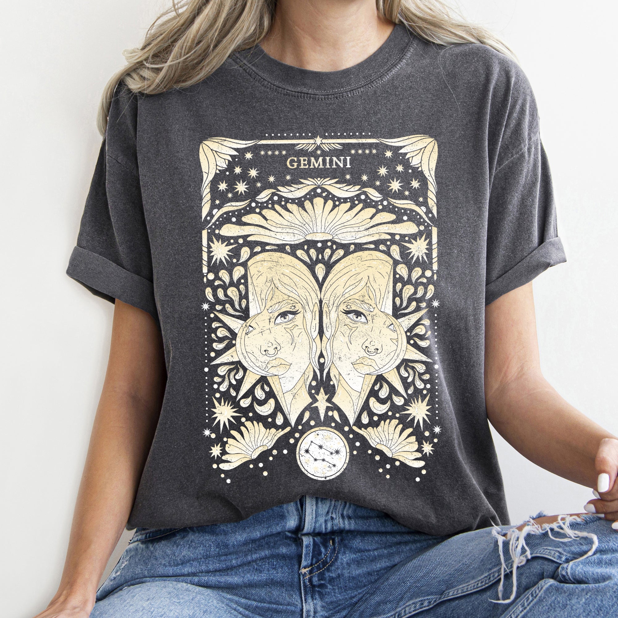 Gemini Celestial Zodiac Comfort Colors Tees, Horoscope, Astrology