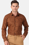 Men Classic Spread Collar Checked Cotton Slim Fit Casual Shirt (Color