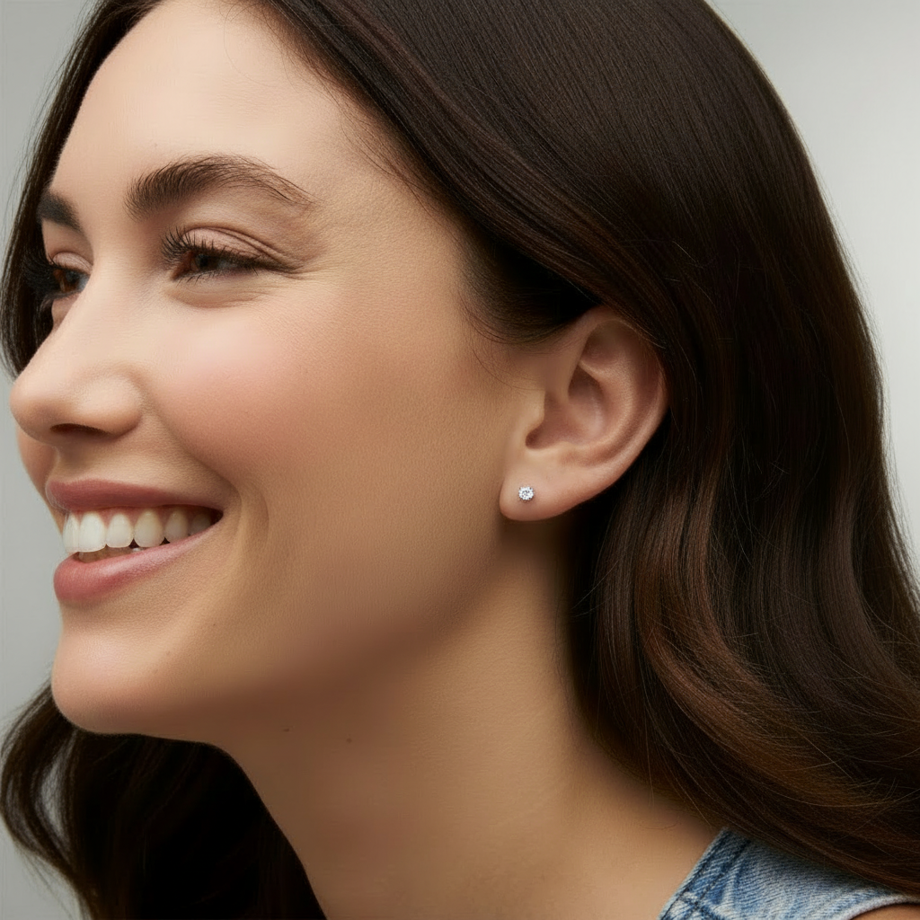 Moissanite Stud Solitaire Earrings in 925 Sterling Silver
