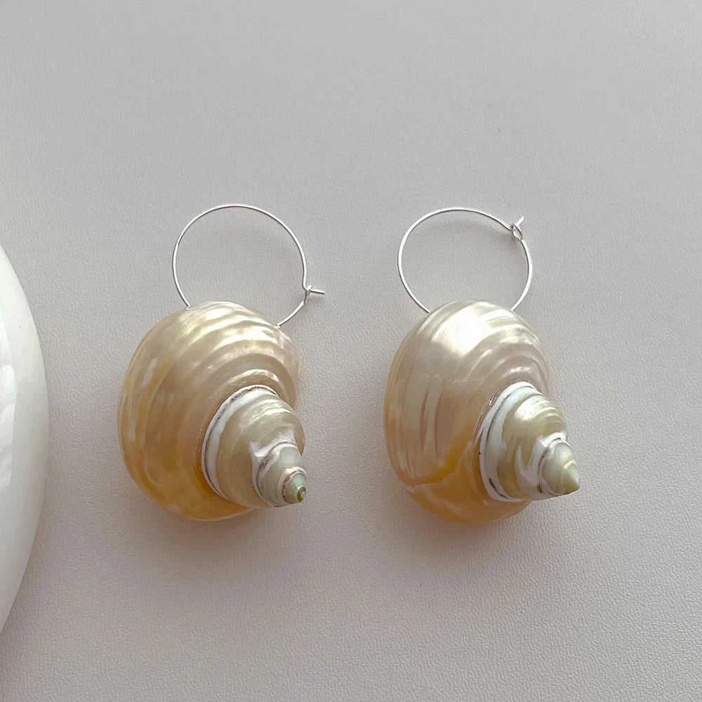 Pearl Shell Spiral Earrings