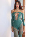 Glitterstarz Rhinestone Embellished Green Jumpsuit