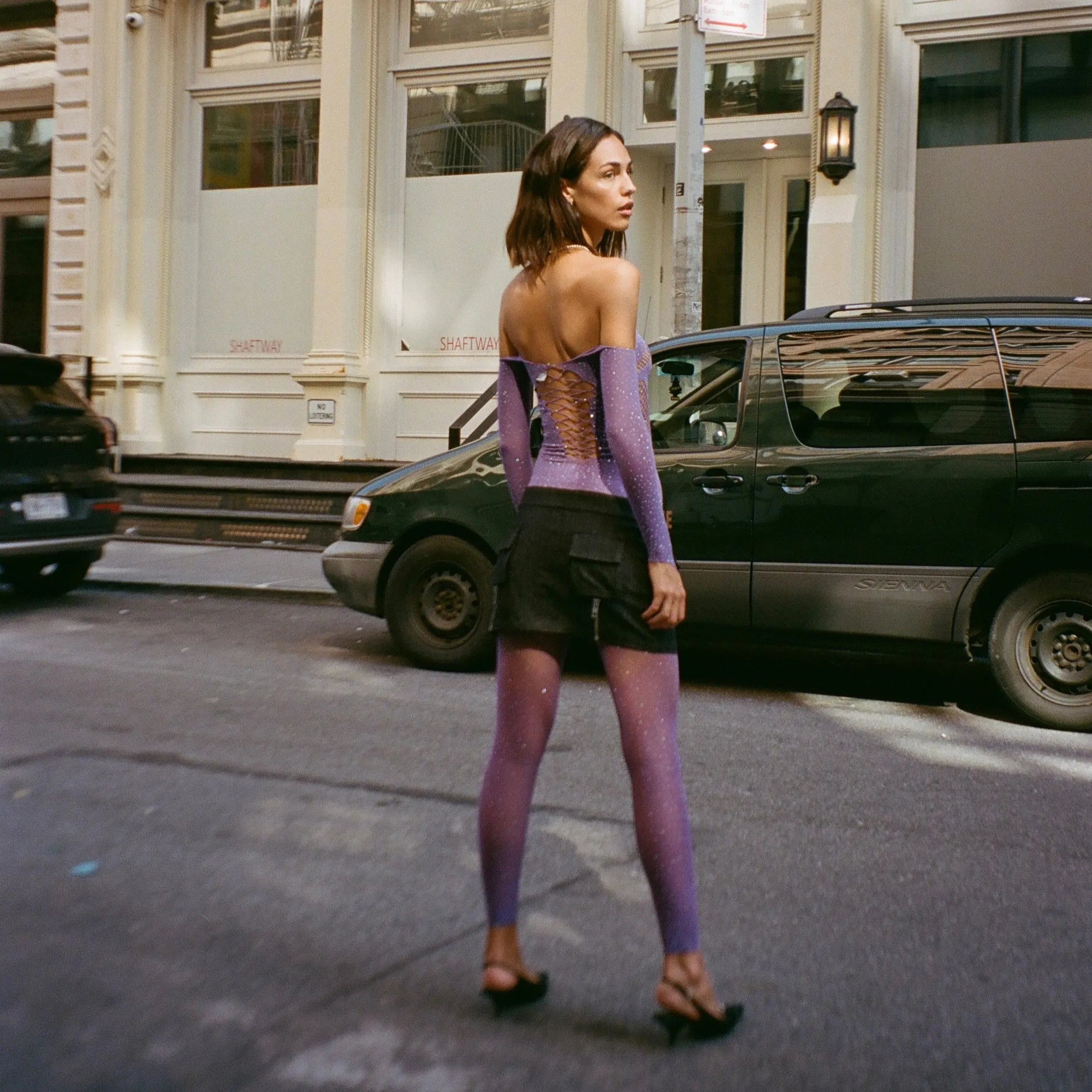 Glitterstarz Rhinestone Embellished Purple Jumpsuit