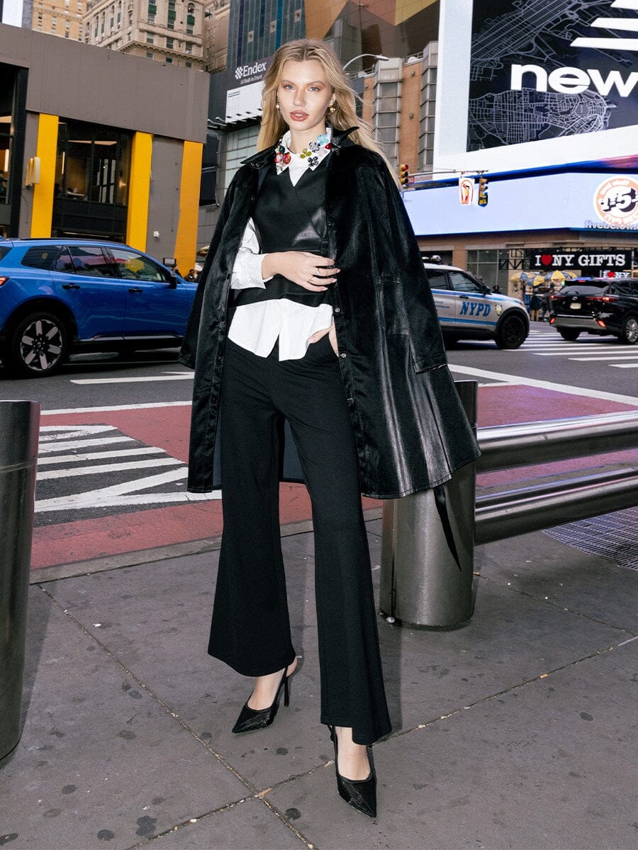 Glossy Rain Coat with Waist Ribbon