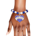 Charm Bracelet with Blue and White Bling Heart – Trendy Sorority Jewelry Accessory