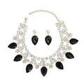 Formal Brilliant Black Teardrop Crystal Necklace