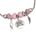 Breast Cancer Silver Never Give Up Charm Necklace