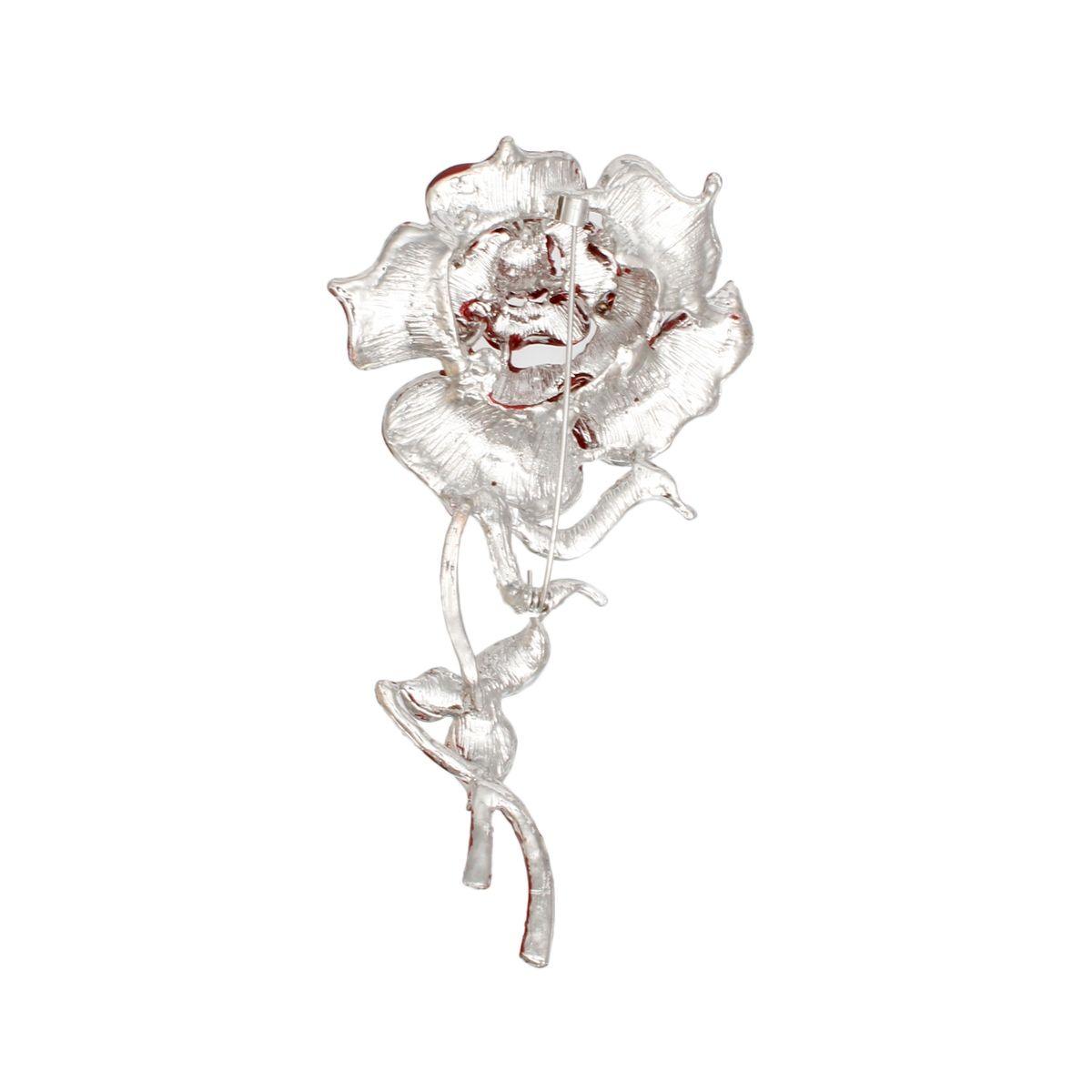 DST Sisterhood Sparkle Red Rose Blooming Brooch