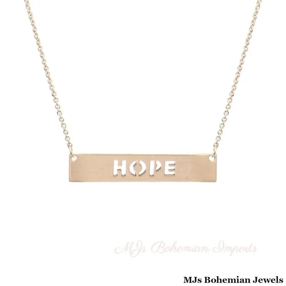 Gold Cutout HOPE Plate Necklace
