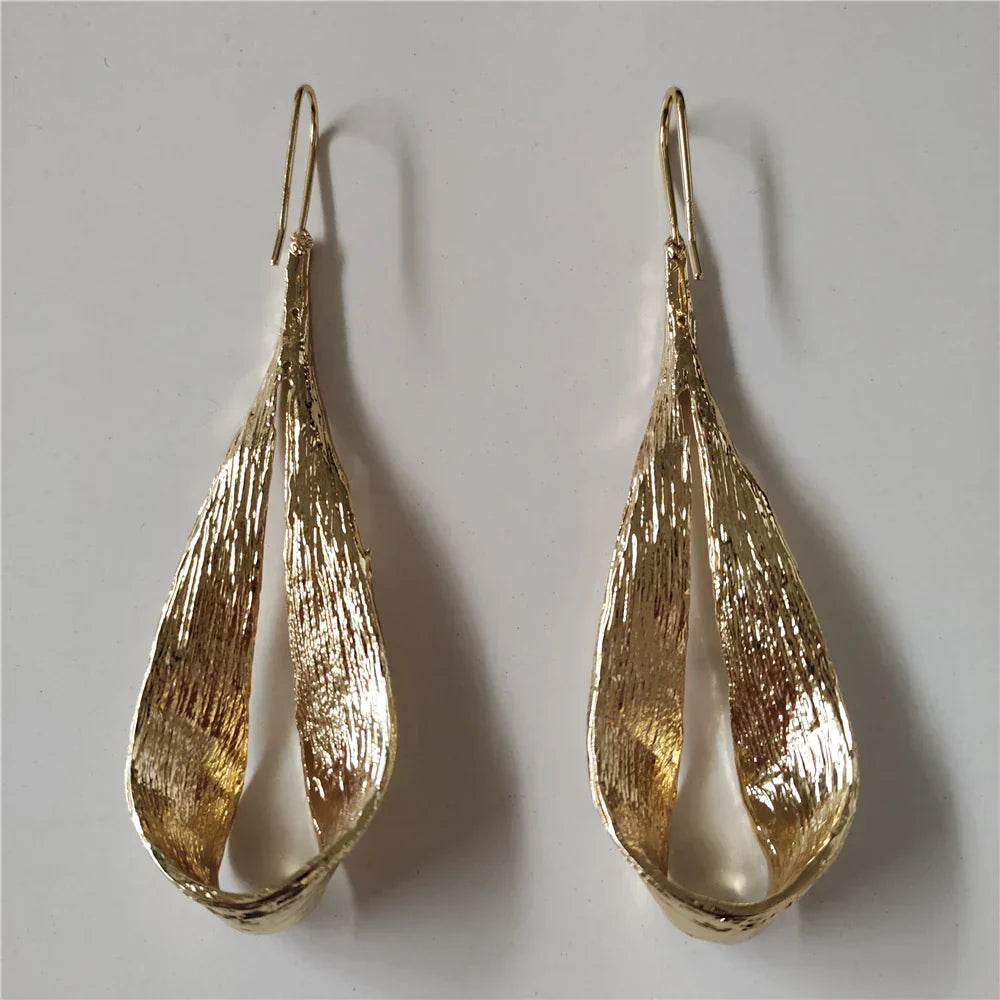 Golden Calla Long Drop Earrings