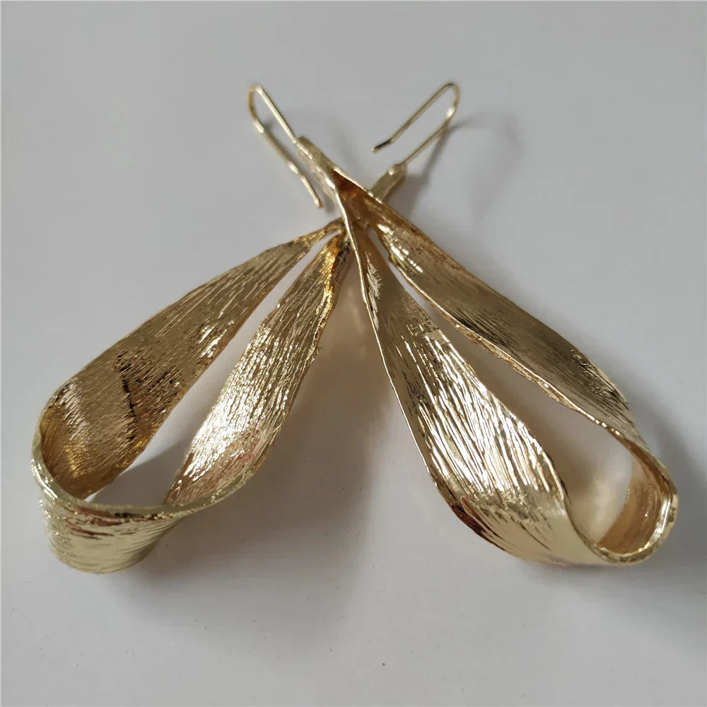 Golden Calla Long Drop Earrings