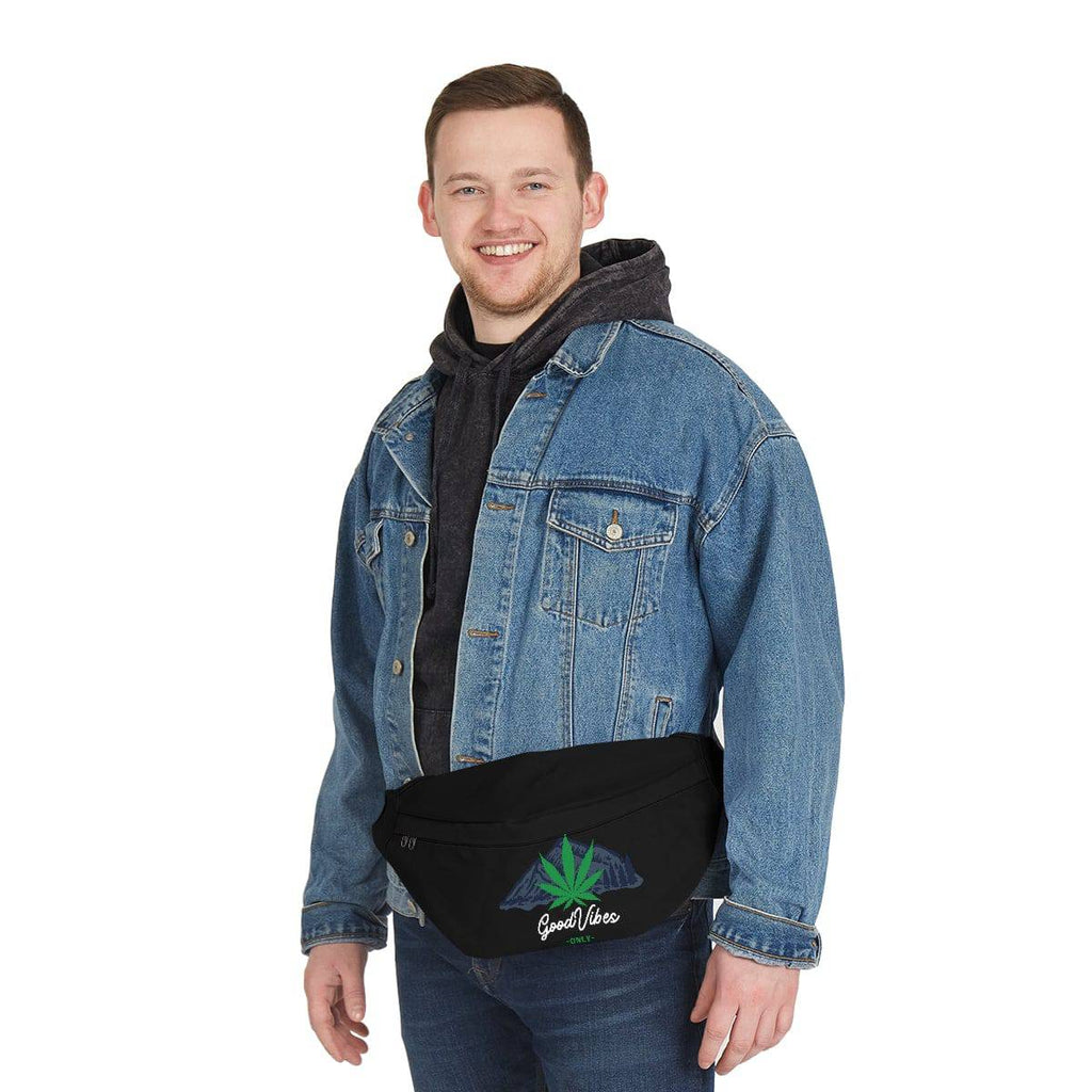 Good Vibes Only Mountain Black Weed Fanny Pack