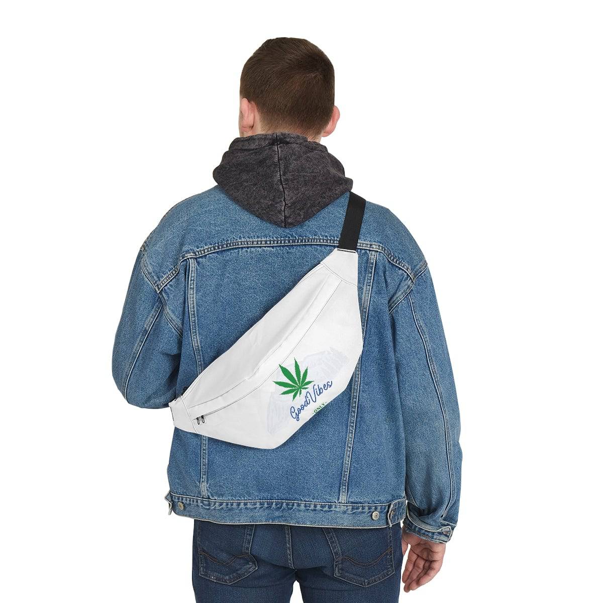 Good Vibes Only Mountain White Weed Fanny Pack