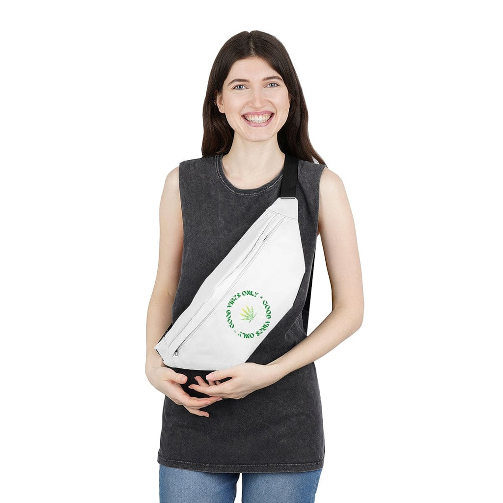 Good Vibes Only White Marijuana Themed Fanny Pack
