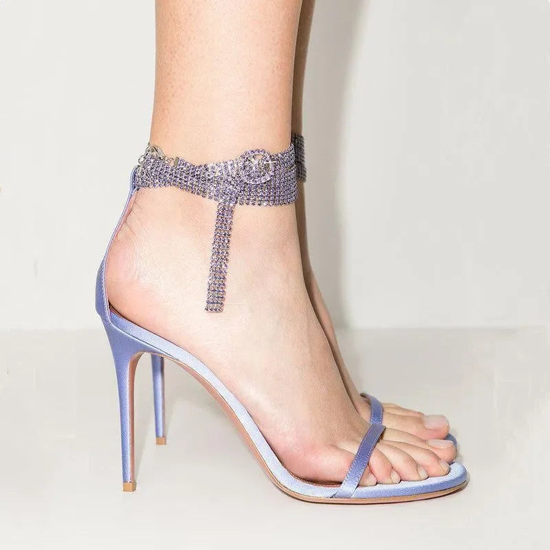 Gossip Girls Purple Chain Ankle Wrap Sandals