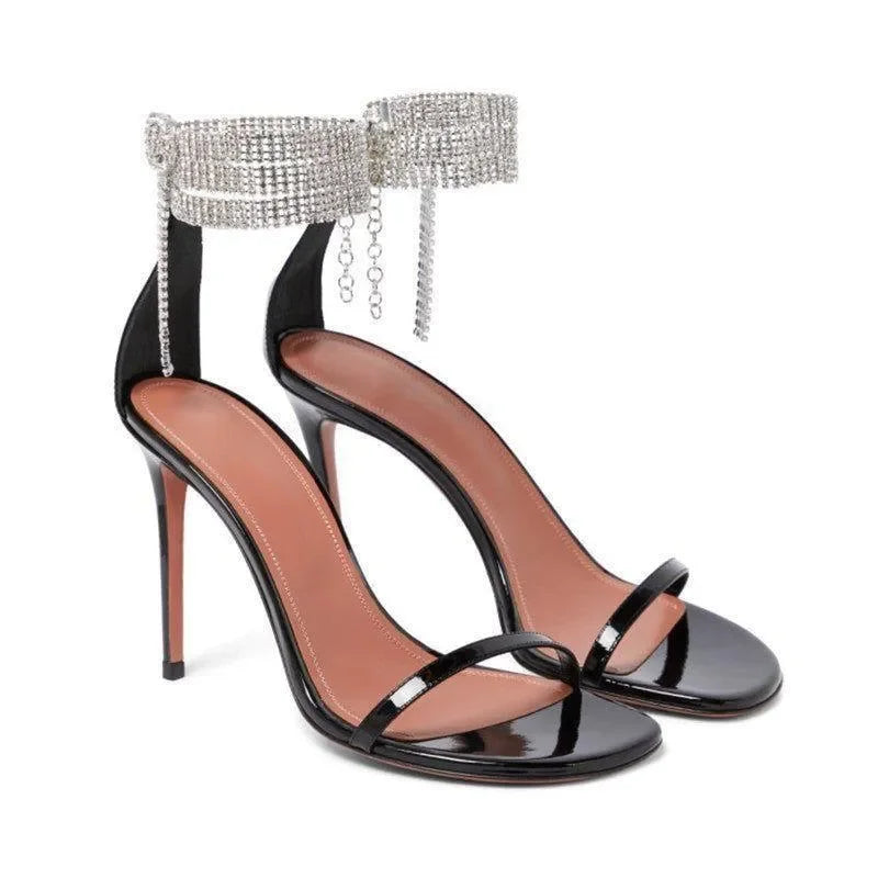 Gossip Girls Black Diamond Chain Sandals